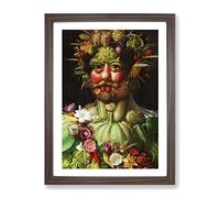 Giuseppe Arcimboldo Rudolf Ii As Vertumnus Classic Painting Framed Print | A3 Walnut Framed Wall Art | Ready to Hang | Classic Historical Picture | Living Room Bedroom Lounge Office