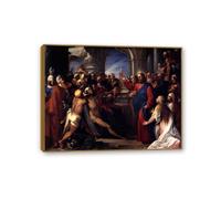 Giuseppe Cesari Poster The Raising of Lazarus Classic Renaissance Painting Reproduction on Canvas Vintage Wall Art Poster for Living Room Bedroom Bathroom Home Decor40x30cm(16x12in)Teak Frame