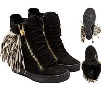 Giuseppe Zanotti Lorenz Fringe Wedge Sneakers HighTop Trainers Shoes 38.5