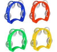 GIUSOBG Musical Percussion Set of 4 Plastic Mini Half Moon Tambourine Half Moon Tambourine Hand Tambourine for Adults Suitable for Early Childhood Education, School Performances, Music Courses