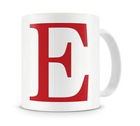 givagift Letter “E” Mug - Letter E Mug, E Letter Mug, E Mug - Mug Gift/Present - Choice Of Colours- Modern/Cool/Trendy Style Mug (Red)
