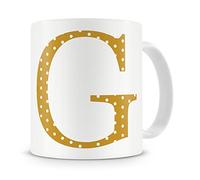 givagift Letter “G” Mug - Letter G Mug, G Letter Mug, G Mug - Mug Gift/Present - Polka Dot Style - Modern/Cool/Trendy Style Mug (Gold)