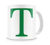 givagift Letter “T” Mug - Letter T Mug, T Letter Mug, T Mug - Mug Gift/Present - Choice Of Colours - Modern/Cool/Trendy Style Mug (Green)