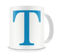 givagift Letter “T” Mug - Letter T Mug, T Letter Mug, T Mug - Mug Gift/Present - Choice Of Colours - Modern/Cool/Trendy Style Mug (Blue)