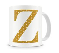 givagift Letter “Z” Mug - Letter Z Mug, Z Letter Mug, Z Mug - Mug Gift/Present - Polka Dot Style - Modern/Cool/Trendy Style Mug (Gold)