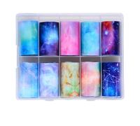 GIVBRO 10 Rolls Nail Foil Transfer Sticker Galaxy Pattern Nail Art Adhesive Decals Nail Art Stickers Wraps Manicure DIY Decoration (#A)