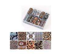 GIVBRO 10 Rolls Nail Foil Transfer Sticker Leopard Print Pattern Nail Art Adhesive Decals Nail Art Stickers Wraps Manicure DIY Decoration (#A)
