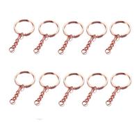 GIVBRO 10pcs Key Rings Keychain Rings Round Splits Key Ring with Chain - Keyring Key Chain for DIY Crafts Jewelry Pendant Making Rose Gold, 25mm
