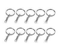 GIVBRO 10pcs Key Rings Keychain Rings Round Splits Key Ring with Chain - Keyring Key Chain for DIY Crafts Jewelry Pendant Making Silver, 30mm