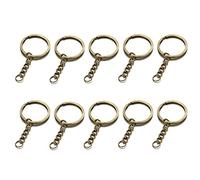 GIVBRO 10pcs Key Rings Keychain Rings Round Splits Key Ring with Chain - Keyring Key Chain for DIY Crafts Jewelry Pendant Making Bronze, 25mm