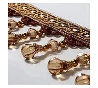 GIVBRO 3m Crystal Beads Tassel Fringe Trim Hanging Pendant Lace Ribbons Egding Trimming for Sewing Home Decoration Costume Accessories Brown