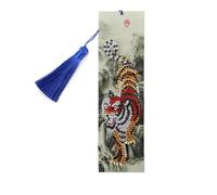 GIVBRO 5D Diamond DIY Painting Bookmarks Kit Tiger Painting Diamond Bookmark with Tassels Art Kits for Children Adults (#A)