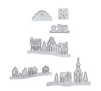 GIVBRO Christmas Cutting Dies Village House Metal Die Cut Stencil Scrapbooking DIY Template Mould for Paper Craft Embossing Tools (#C)