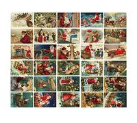 GIVBRO Christmas Greeting Cards Vintage Santa Claus Patterned Paper Card Writing Card for Xmas New Year Winter Holiday, 30 Pcs