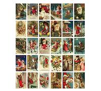 GIVBRO Christmas Greeting Cards Vintage Winter Christmas Santa Claus Antique Postcard Set 30pcs