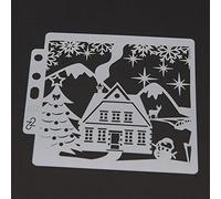 GIVBRO Christmas House Drawing Stencils Painting Template Stencils Reusable for Paint Craft Wood DIY Scrapbook Wall Decor