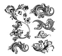 GIVBRO Classical Baroque Style Clear Stamps Stickers Stencil Seal Vintage Flower Scrapbooking DIY Embossing Templates (#A)