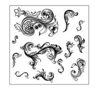 GIVBRO Classical Baroque Style Clear Stamps Stickers Stencil Seal Vintage Flower Scrapbooking DIY Embossing Templates (#E)
