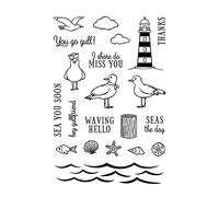 GIVBRO Clear Stamps Stickers Seagull Lighthouse Patterns Stencil Seal Silicone Embossing Template Scrapbooking DIY Mold