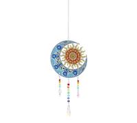GIVBRO Diamond Art Hanging Ornaments with Chain Sun and Moon Art Painting Kits Door Hanger Diamond Pendant for Home Wall Decor