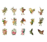 GIVBRO Ephemera Pack Vintage PET Stickers Fairy Butterfly Pattern Paper Decoration for Scrapbooking Journal Diary Card Making 45 Pcs