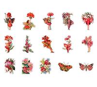 GIVBRO Ephemera Pack Vintage PET Stickers Fairy Butterfly Pattern Paper Decoration for Scrapbooking Journal Diary Card Making 45 Pcs