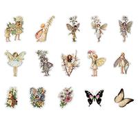 GIVBRO Ephemera Pack Vintage PET Stickers Fairy Butterfly Pattern Paper Decoration for Scrapbooking Journal Diary Card Making 45 Pcs