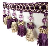 GIVBRO Fringe Tassel Trim Braided Beads Hanging Ball Tassel Trimming Ribbon for Curtain Sofas Lamp Shade Table Cushions Decorated 1 meter Purple
