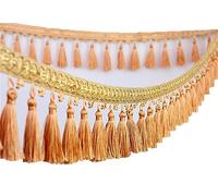 GIVBRO Fringe Tassel Trim Braided Fringing Trimming Embroidered Ribbon for Curtain Lamp Shade Table Wedding Decorated 3 meters Orange