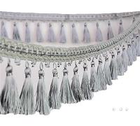 GIVBRO Fringe Tassel Trim Braided Fringing Trimming Embroidered Ribbon for Curtain Lamp Shade Table Wedding Decorated 3 meters Grey