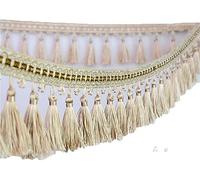 GIVBRO Fringe Tassel Trim Braided Fringing Trimming Embroidered Ribbon for Curtain Lamp Shade Table Wedding Decorated 3 meters Beige