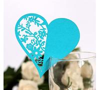 GIVBRO Glass Cup Name Place Cards Love Leaves Shape Laser Cut Place Cards for Wedding Birthday Banquets Reception Party 50 Pcs