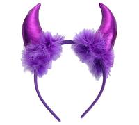 GIVBRO Halloween Devil Horn Headbands Plush Hair Hoop Witch Headwear Day of the Dead Party Headdress Fancy Dress Accessories Purple