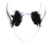 GIVBRO Halloween Devil Horn Headbands Plush Hair Hoop Witch Headwear Day of the Dead Party Headdress Fancy Dress Accessories White