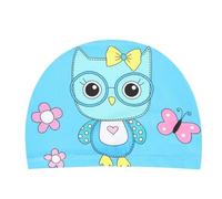 GIVBRO Kids Swimming Cap Elastic Fabric Swimming Hat Cartoon Owl Printed Swim Cap for Long Short Hair Girls Boys Kids Teens Children