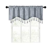 GIVBRO Kitchen Tier Curtain Half Drapes Tassel Lace Cafe Short Window Valance Drapery for Home Decoration Silver Grey, 180 * 45cm