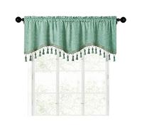 GIVBRO Kitchen Tier Curtain Half Drapes Tassel Lace Cafe Short Window Valance Drapery for Home Decoration Aqua Green, 180 * 40cm