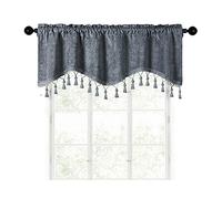 GIVBRO Kitchen Tier Curtain Half Drapes Tassel Lace Cafe Short Window Valance Drapery for Home Decoration Grey, 180 * 40cm