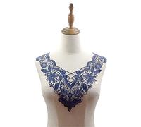 GIVBRO Lace Collar Sewing Patch Embroidered Applique V-neck Fake Collar for Costume DIY Supplies Accessories Wedding Dress Shirt Decoration Dark Blue