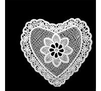 GIVBRO Lace Placemat Doilies Coasters Floral Embroidered Table Placemats Wedding Tableware Cushion Decoration Heart-shaped