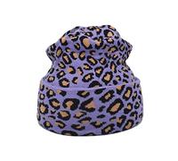 GIVBRO Leopard Print Berets Hat Knitted Beanie Cap Winter Warm Hat for Women Dress Up Costume Accessories Purple
