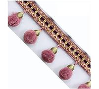 GIVBRO Pom Pom Bead Fringe Tassels Braid Jacquard Ribbon Sewing Trim for Curtain Table Wedding Decorated 1yd Pink