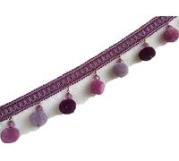 GIVBRO Pom Pom Fringe Tassel Trim Braided Hanging Ball Trimming Ribbon for Curtain Sofas Lamp Shade Table Cushions Decorated 1 meter Purple