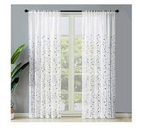 GIVBRO Sheer Voile Curtains Drapes Semi Transparent Leaves Embroidery Window Treatments Rod Pocket Style Door Curtain Panel Grey, 100 * 200cm