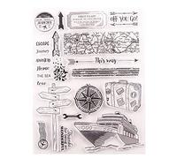 GIVBRO Travel Theme Clear Stamp Sheet, Cruise Map Suitcase, 15x21cm