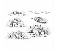 GIVBRO Vintage Building Clear Stamps Stickers Stencil Seal - Pen Drawing Style Embossing Templates DIY Tools for Scrapbooking (#E)