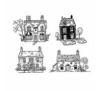 GIVBRO Vintage Building Clear Stamps Stickers Stencil Seal - Pen Drawing Style Embossing Templates DIY Tools for Scrapbooking (#A)