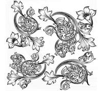GIVBRO Vintage Flower Clear Stamps Stickers Stencil Seal Classical Baroque Style Scrapbooking DIY Embossing Templates (#C)