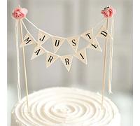 GIVBRO Wedding Cake Banner Topper Just Married Vintage Rustic Wedding Cake or Cheese Bunting Pennant Flags Banner 1 Pc