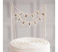 GIVBRO Wedding Cake Banner Topper Just Married Vintage Rustic Wedding Cake or Cheese Bunting Pennant Flags Banner 1 Pc